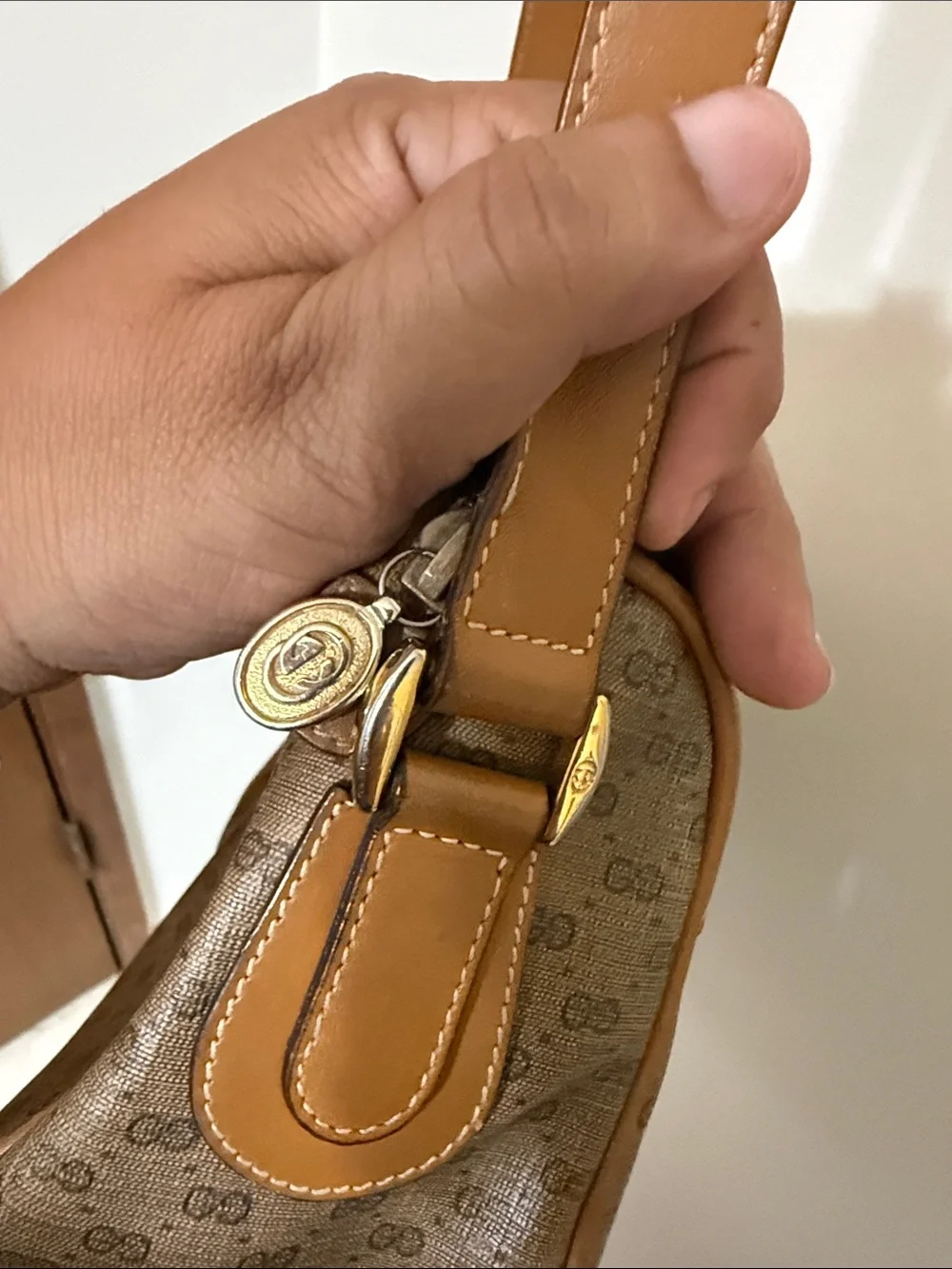 Gucci Tan/Brown Monogram Crossbody Bag